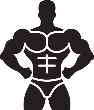 kaslı vücut geliştirici erkek siluet vektörü.