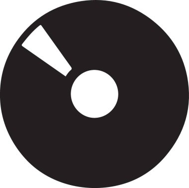 Dijital Ortam Projeleri için Parlak Siyah Siluet CD Disk Simgesi İllüstrasyonu