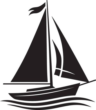 Yelkenli tekne simgesi, basit tarzı