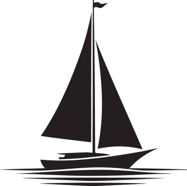 Yat yolculuğu. Yelkenli tekne silueti.