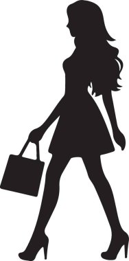 Alışveriş yapan kadının vektör illüstrasyonu