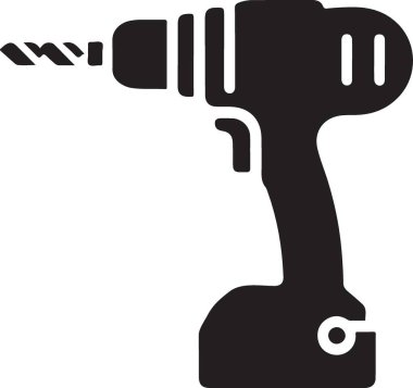 Powerful Cordless Drill Silhouette Illustration for DIY Projects clipart