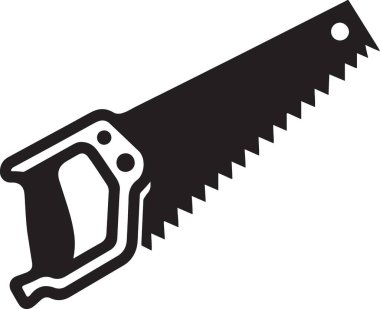 El Testere Silueti Resimlendirme Vektörü Grafiği