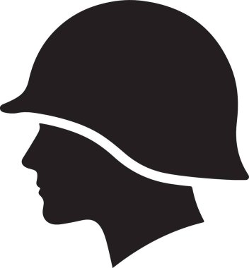 Askeri Miğfer Siluet Profil Vektörü İllüstrasyonu