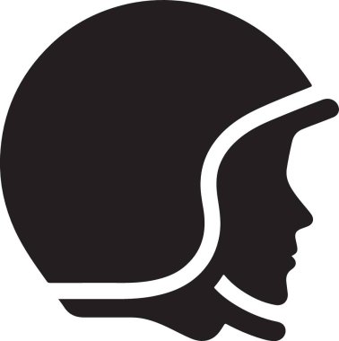 Klasik Açık Yüz Motosiklet Miğferli Siluet Vektör Grafiği