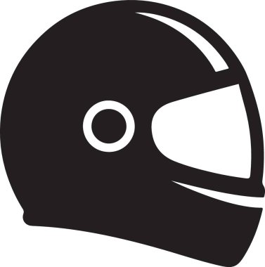 Tam Yüzlü Motosiklet Kaskı Siluet Vektörü