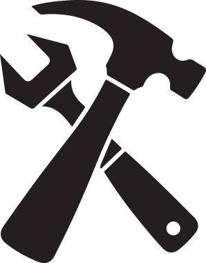 Çekiç ve İngiliz anahtarı. Basit vektör illüstrasyonu