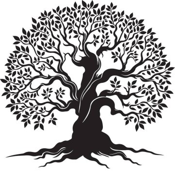 Yapraklı ağaç. vektör illüstrasyonu.