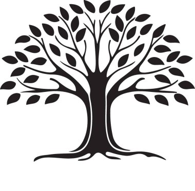 Beyaz arkaplanda ağacın silueti