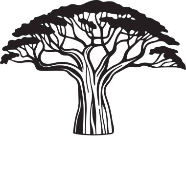 İzole edilmiş bir ağaç silueti. vektör illüstrasyonu