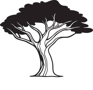 Beyaz arkaplanda ağaç silueti