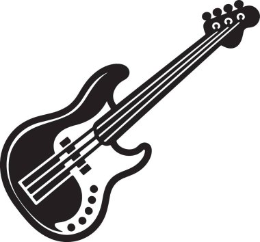 Klasik Elektro Bas Gitar Silueti Resmetme Vektörü Grafiği