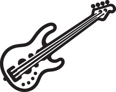 Klasik Elektro Bas Gitar Silueti Resmetme Vektörü Grafiği