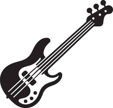 Klasik Elektro Bas Gitar Silueti Resmetme Vektörü Grafiği