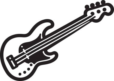 Klasik Elektro Bas Gitar Silueti Resmetme Vektörü Grafiği