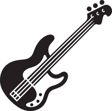 Klasik Elektro Bas Gitar Silueti Resmetme Vektörü Grafiği