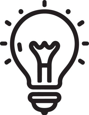 Parlak Fikirler Ampul Silueti Vektör İllüstrasyon Simgesi Tasarımı