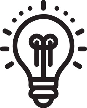 Parlak Fikirler Ampul Silueti Vektör İllüstrasyon Simgesi Tasarımı