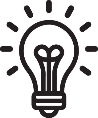 Parlak Fikirler Ampul Silueti Vektör İllüstrasyon Simgesi Tasarımı