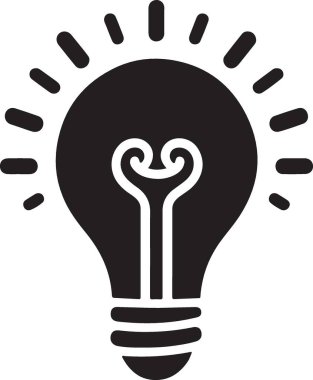 Parlak Fikirler Ampul Silueti Vektör İllüstrasyon Simgesi Tasarımı
