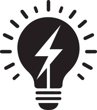 Parlak Fikirler Ampul Silueti Vektör İllüstrasyon Simgesi Tasarımı