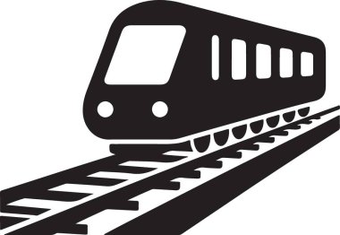 Modern Tren Silüeti Çizimi Demiryolu Raylarında Yolculuk