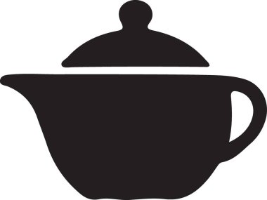 Zarif Siyah Siluet Çaydanlık Çizimi Çay Severler ve Tasarımcılar İçin Mükemmel