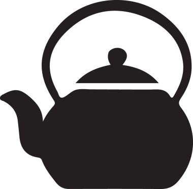 Zarif Siyah Siluet Çaydanlık Çizimi Çay Zamanı Tasarımları İçin Mükemmel