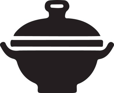 Mutfak Tasarımları İçin Zarif Siyah Siluet Yemek Tenceresi İllüstrasyonu