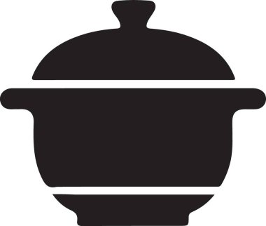 Mutfak Tasarımları İçin Zarif Siyah Siluet Yemek Tenceresi İllüstrasyonu