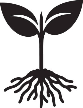 Büyüme ve Kökleri Siluet Çizimi Güçlü Sürdürülebilirlik Sembolü