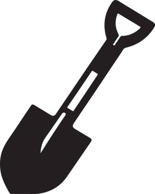 Bahçe ve İnşaat Projeleri için Parlak Siyah Siluet Kürek İllüstrasyonu