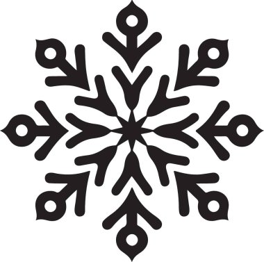 Kış Tasarımları İçin Zarif Siyah Siluet Kar Tanesi Çizimi