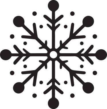 Kış Tasarımları İçin Zarif Siyah Siluet Kar Tanesi Çizimi