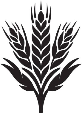 Zarif Siyah Siluet Buğday İzleri Tarım ve Fırın Tasarımları Çizimi