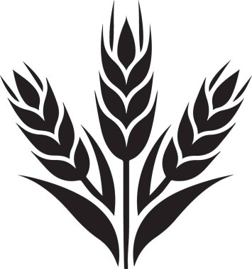 Zarif Siyah Siluet Buğday İzleri Tarım ve Fırın Tasarımları Çizimi