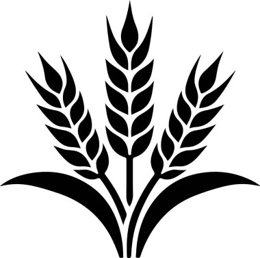 Zarif Siyah Siluet Buğday İzleri Tarım ve Fırın Tasarımları Çizimi