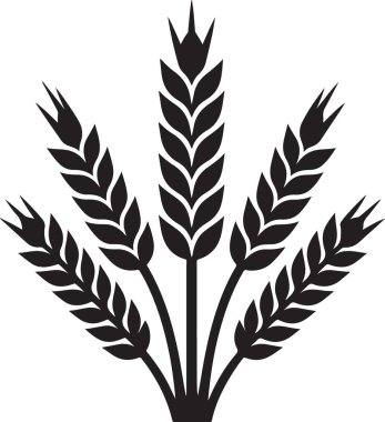 Zarif Siyah Siluet Buğday İzleri Tarım ve Fırın Tasarımları Çizimi