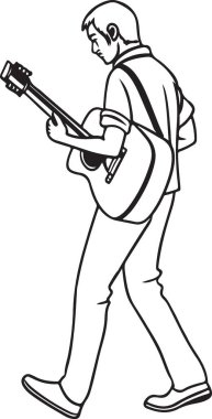 gitarist adam karikatür vektör çizimi