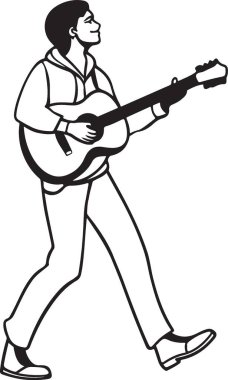 Gitar çalan bir gitaristin vektör çizimi.