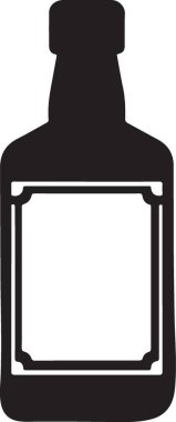 Zarif Siyah Siluet İçki Şişesi Çizim Vektörü Grafiksel