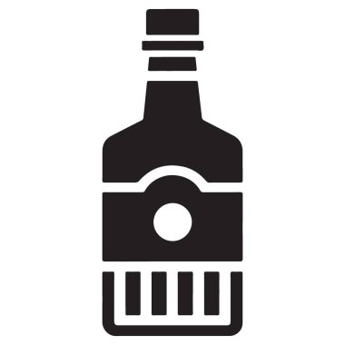 Zarif Siyah Siluet İçki Şişesi Çizim Vektörü Grafiksel