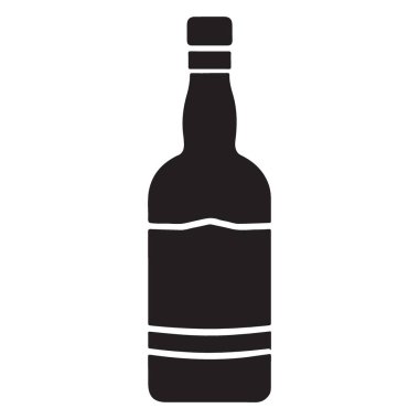 Zarif Siyah Siluet İçki Şişesi Çizim Vektörü Grafiksel