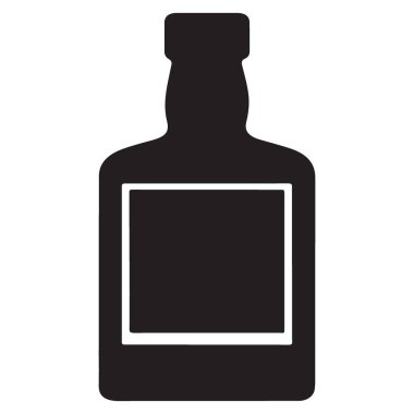 Zarif Siyah Siluet İçki Şişesi Çizim Vektörü Grafiksel