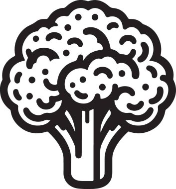 Bir brokoli kafasının çarpıcı siyah silüeti.