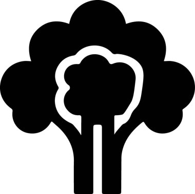 Bir brokoli kafasının çarpıcı siyah silüeti.