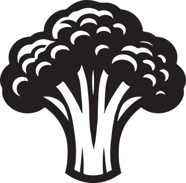 Bir brokoli kafasının çarpıcı siyah silüeti.