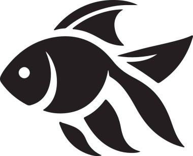 Zarif Siyah Siluet Balık Resimlendirme Vektörü Grafiksel