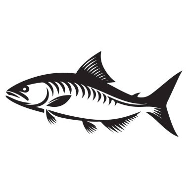 Zarif Siyah Siluet Balık Resimlendirme Vektörü Grafiksel
