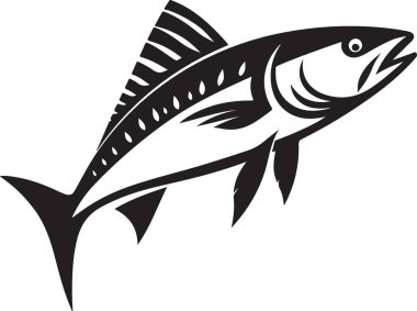 Zarif Siyah Siluet Balık Resimlendirme Vektörü Grafiksel